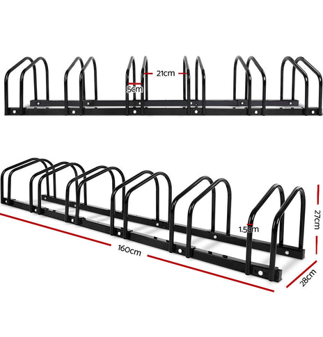 Portable Bike 6 Parking Rack Bicycle Instant Storage Stand - Black