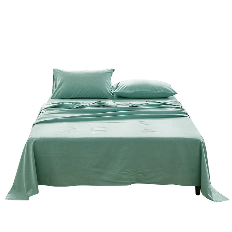 Cosy Club Sheet Set Bed Sheets Set Double Flat Cover Pillow Case Green Essential
