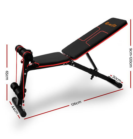 Everfit Adjustable FID Weight Bench Fitness Flat Incline Gym Home Steel Frame
