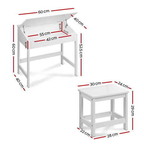 Keezi Kids Table Chairs Set Children Drawing Writing Desk Storage Toys Play