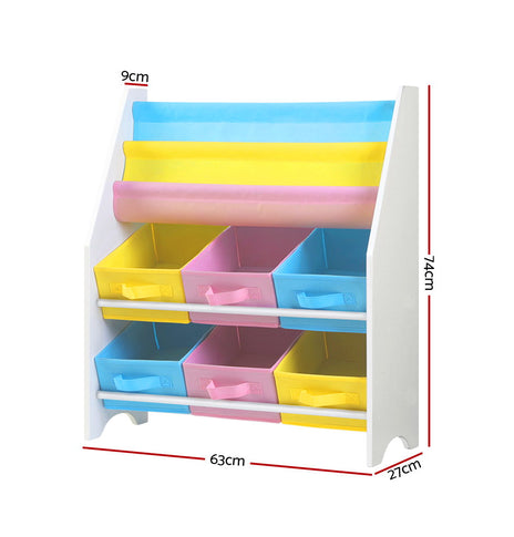 Keezi Kids Bookcase Childrens Bookshelf Toy Storage Organizer 2 Tiers Shelves