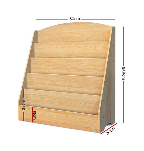 Keezi 5 Tiers Kids Bookshelf Magazine Shelf Rack Organiser Bookcase Display