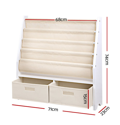 Keezi 4 tier Kids Bookshelf Wooden Bookcase Children Toy Organiser Display Rack