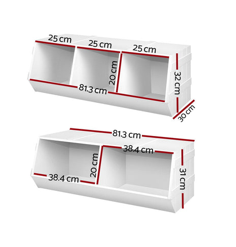 Keezi Kids Toy Box Stackable Bookshelf Storage Organiser Bookcase Shelf