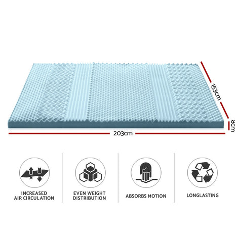 Giselle Bedding Cool Gel 7-zone Memory Foam Mattress Topper w/Bamboo Cover 8cm - Queen