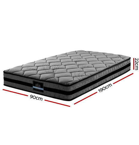 Giselle Bedding Wendell Pocket Spring Mattress 22cm Thick Single