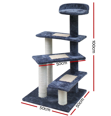 i.Pet Cat Tree 100cm Trees Scratching Post Scratcher Tower Condo House Furniture Wood Steps