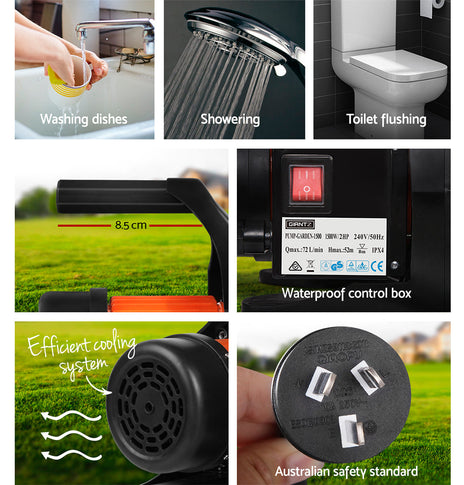 Giantz 1500W High Pressure Garden Water Pump with Auto Controller
