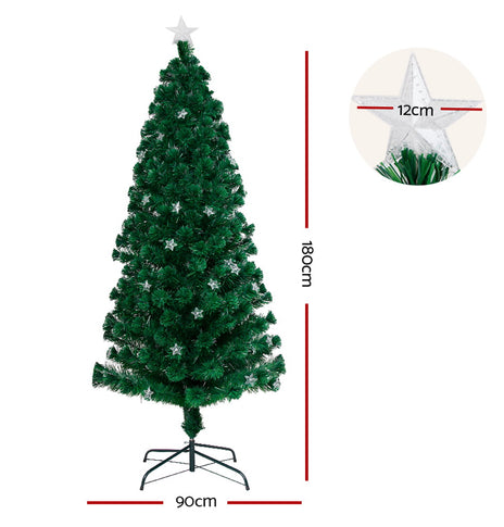 Jingle Jollys Christmas Tree 1.8M LED Xmas trees with Lights Multi Colour