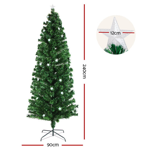 Jingle Jollys Christmas Tree 2.4M LED Xmas trees with Lights Multi Colour