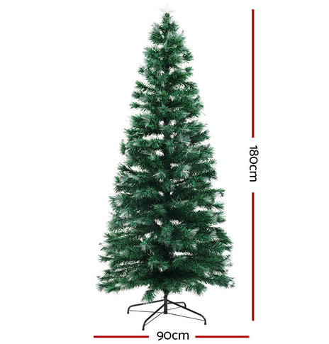 Jingle Jollys Christmas Tree 1.8M 6FT LED Xmas Multi Colour Lights Optic Fibre