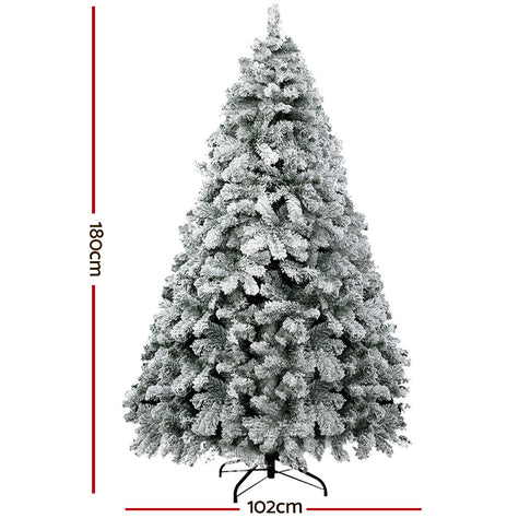 Jingle Jollys Christmas Tree 1.8M Xmas Trees Decorations Snowy 520 Tips