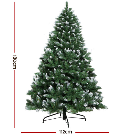 Jingle Jollys Christmas Tree 1.8M Xmas Trees Decorations Snowy Green 800 Tips