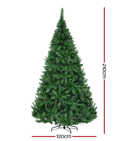 Jingle Jollys Christmas Tree 2.1M With 1134 LED Lights Warm White Green