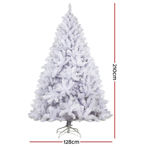 Jingle Jollys Christmas Tree 2.1M Xmas Trees Decorations White 1000 Tips