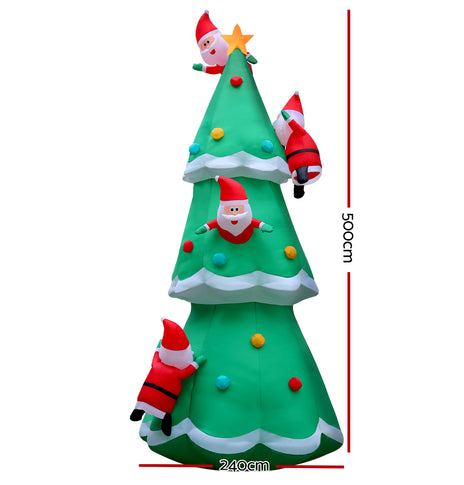 Jingle Jollys 5M Christmas Inflatable Santa on Christmas Tree Xmas Decor LED