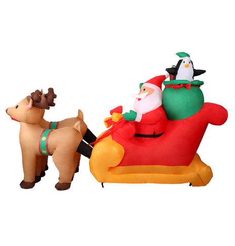 Jingle Jollys 2.2M Christmas Inflatable Santa Sleigh Ride Reindeer Deer Decor