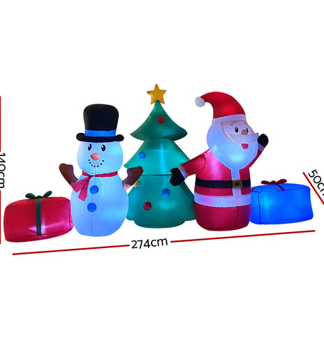 Jingle Jollys 2.7M Christmas Inflatable Tree Snowman Lights Outdoor Decorations