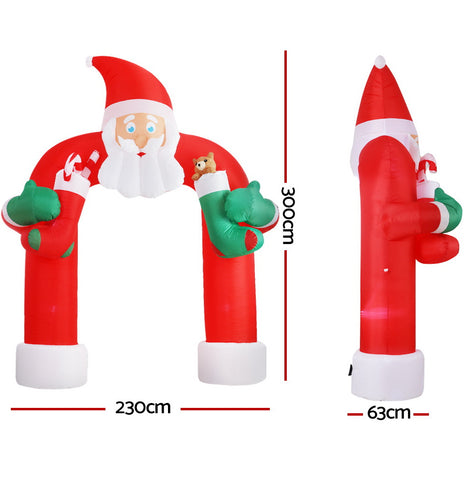 Jingle Jollys Christmas Inflatable Santa Archway 2.3M Outdoor Decorations Lights