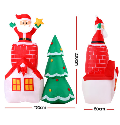 Jingle Jollys 2.2M Christmas Inflatable Santa Tree Lights Outdoor Decorations
