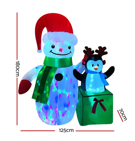 Jingle Jollys Inflatable Christmas 1.8M Snowman LED Lights Outdoor Decorations