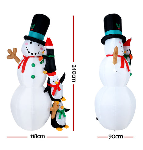 Jingle Jollys 2.4M Christmas Inflatable Snowman Xmas Lights Outdoor Decorations