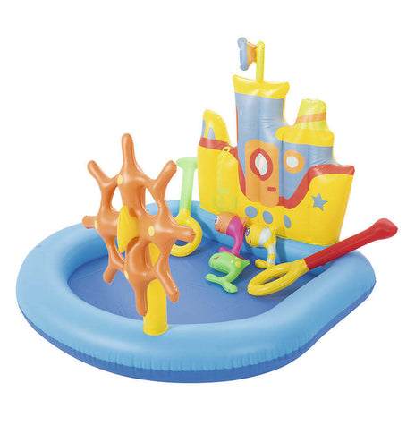 Children's Tug Boat Play Pool 84L Capacity w/ Water Play Accessories