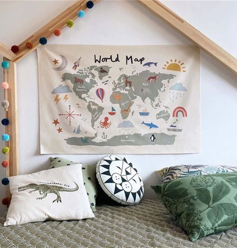 Map Wall Decorations Children'S Room Decoration Europe And America Map Wall Decorations