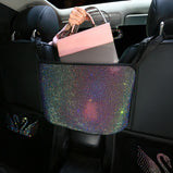 Crystal Rhinestone Car Storage Bag Organizer Barrier Of Backseat Holder Multi-Pockets Car Container Stowing Tidying