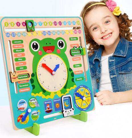 Montessori Wooden Toys Baby Weather Season Calendar Clock Time Cognition Preschool Educational Teaching Aids Toys For Children