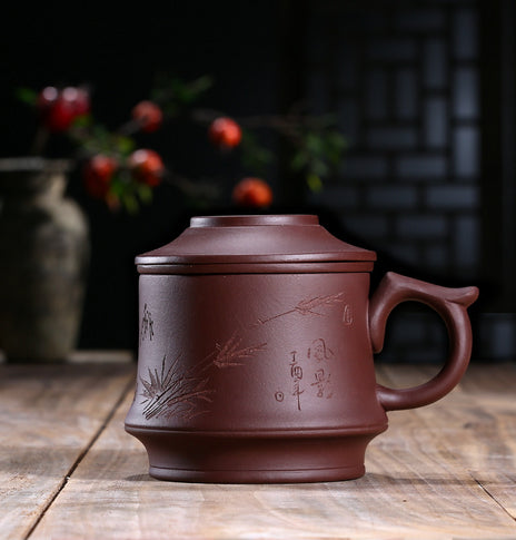 Purple sand cup handmade double tea cup