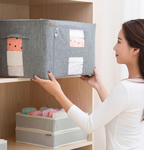 Storage Box Fabric Storage With Zipper Home