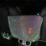 Crystal Rhinestone Car Storage Bag Organizer Barrier Of Backseat Holder Multi-Pockets Car Container Stowing Tidying