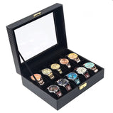 12 Slot Carbon Fiber Watch PU Storage Box With Lock