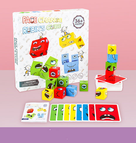 Early Education Puzzle Wooden Blocks Face-Changing Rubik's Cube Board Game