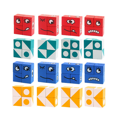 Children's facial expression jigsaw puzzle wooden blocks