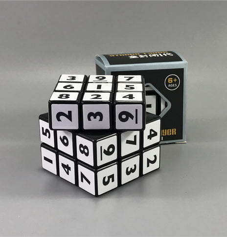 Three-order Digital Cube Black Background White Sticker