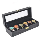 12 Slot Carbon Fiber Watch PU Storage Box With Lock