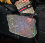 Crystal Rhinestone Car Storage Bag Organizer Barrier Of Backseat Holder Multi-Pockets Car Container Stowing Tidying