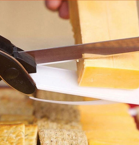 2 in 1 Stainless Steel Kitchen Knife Shears Vegetable Slicer