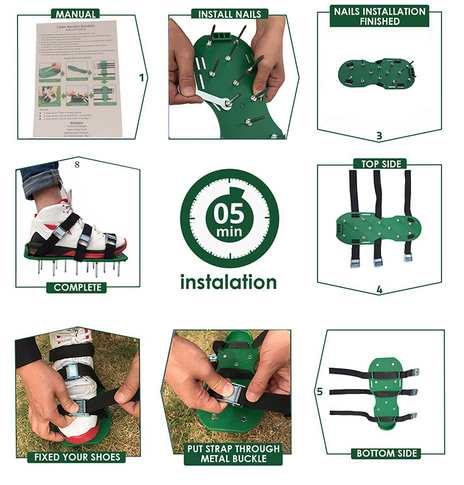 set Epoxy Floor Paint Spikes Shoes Garden Lawn Shoe Aerating Garden Lawn Care Tool Sandals With   Adjustable Straps