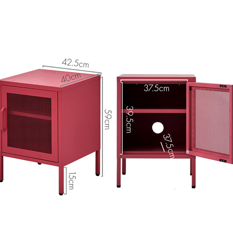 ArtissIn Mini Mesh Door Storage Cabinet Organizer Bedside Table Pink