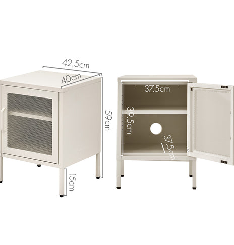 ArtissIn Mini Mesh Door Storage Cabinet Organizer Bedside Table White