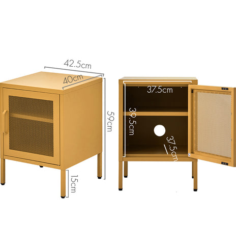 ArtissIn Mini Mesh Door Storage Cabinet Organizer Bedside Table Yellow