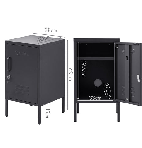 ArtissIn Metal Locker Storage Shelf Filing Cabinet Cupboard Bedside Table Black