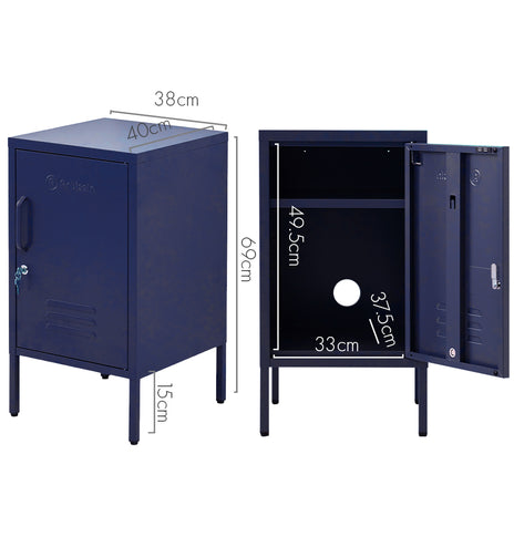 ArtissIn Metal Locker Storage Shelf Filing Cabinet Cupboard Bedside Table Blue