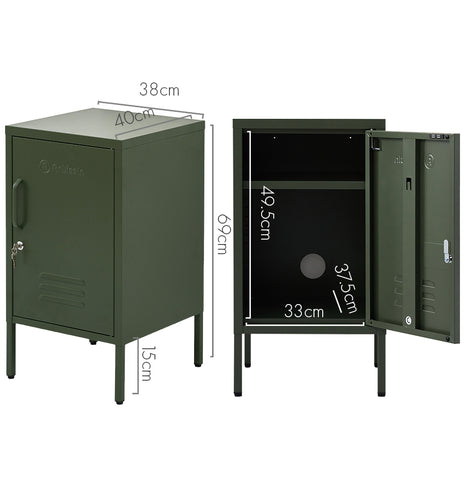ArtissIn Metal Locker Storage Shelf Filing Cabinet Cupboard Bedside Table Green