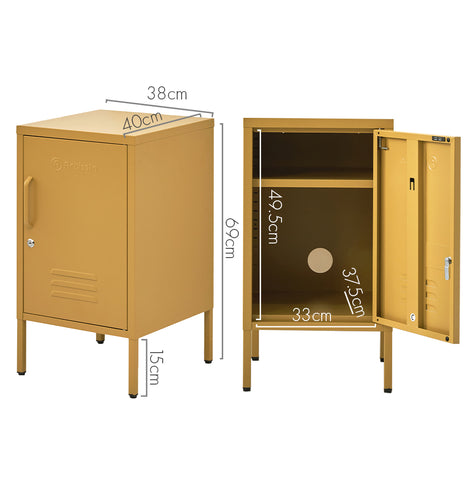 ArtissIn Metal Locker Storage Shelf Filing Cabinet Cupboard Bedside Table Yellow