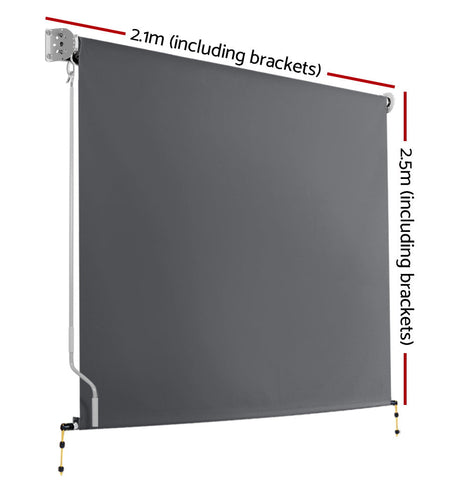 Set of 2 Instahut Outdoor Blinds Roll Down Awning Straight Drop Patio 2.1X2.5M