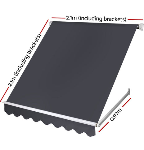 Set of 2 Instahut Fixed Pivot Arm Window Awning Patio Outdoor Blinds 1.5X2.1M